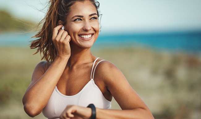 Woman jogging on the beach