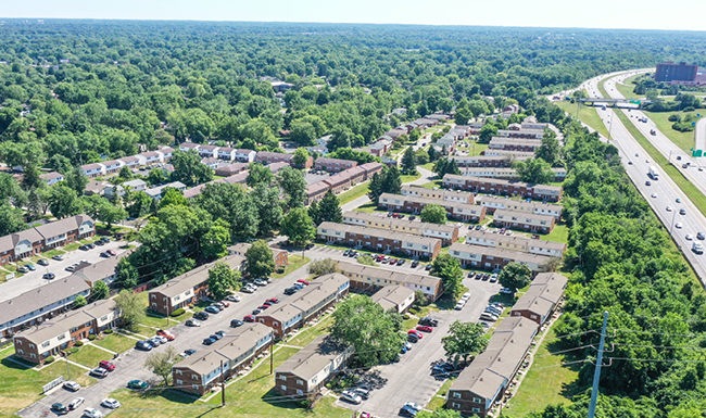 Aerial view of Napa Apartments